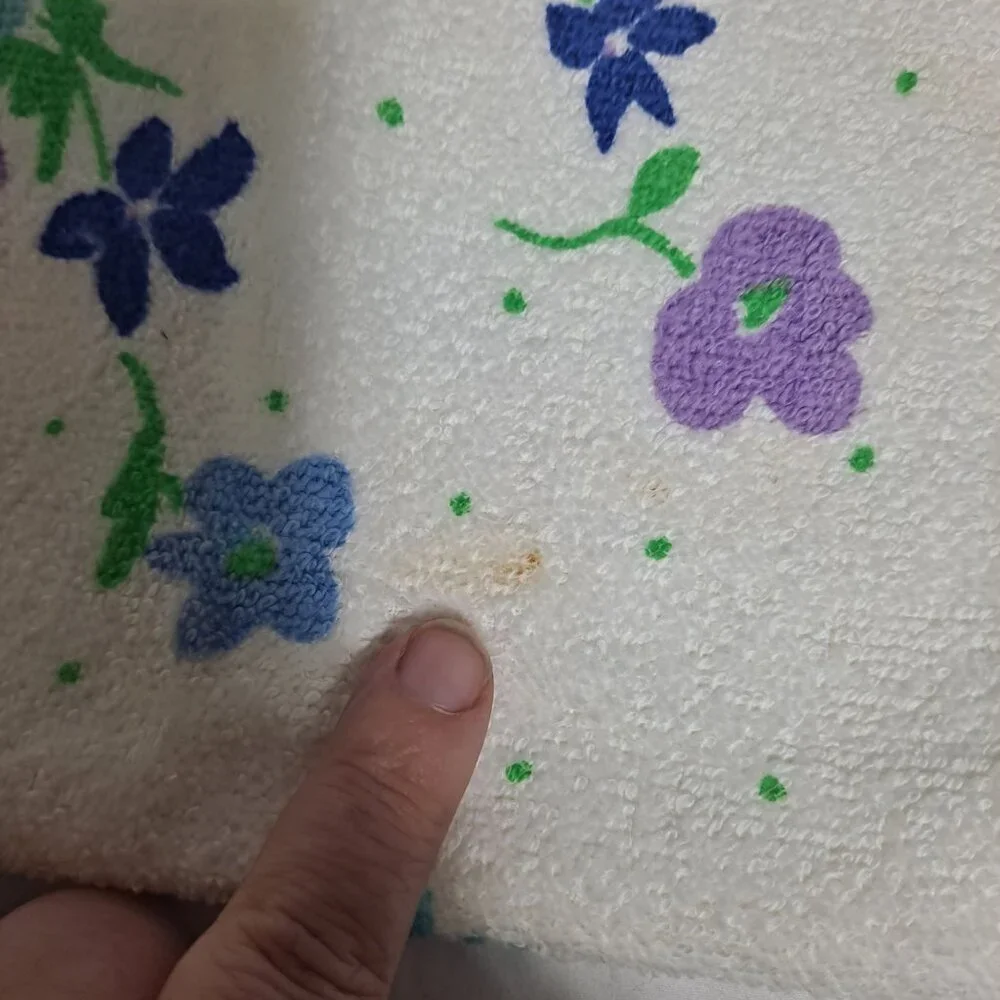 Vintage Martex Bath Hand Towel Washcloth Set Floral Purple Retro Soft 60s 70s US